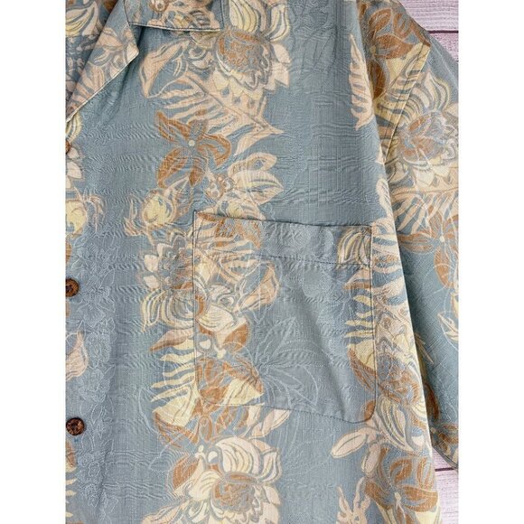 Vintage Silk Light Green 100% Silk Floral Print Hawaiian Shirt  Size XX-Large - Picture 3 of 8